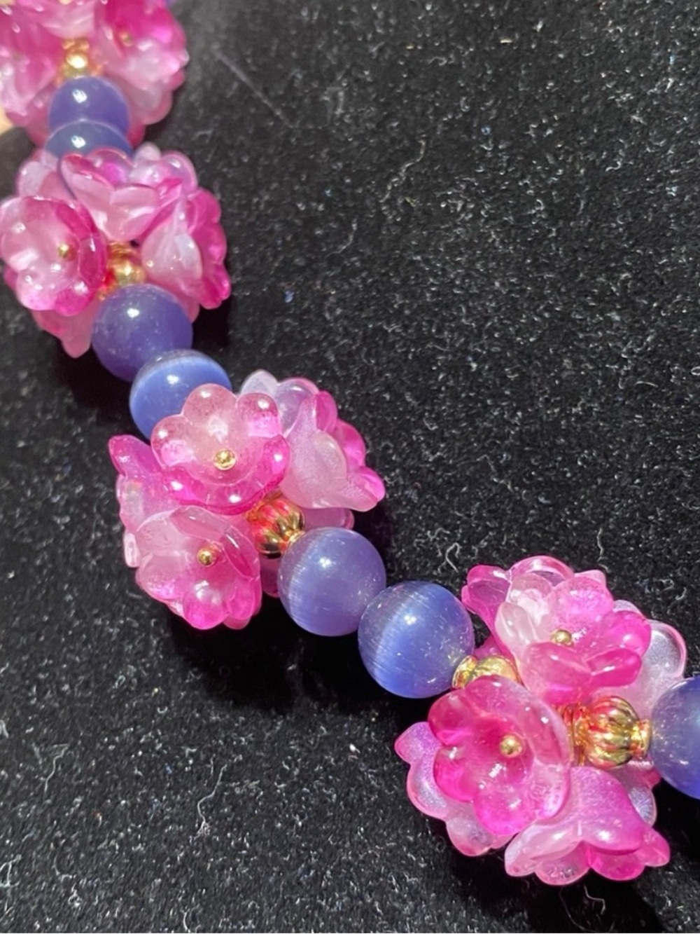 EYE CANDY LOS ANGELES Yasamin pink & purple Floral Beaded Choker Necklace 18” - Picture 2 of 12